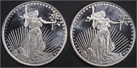 (2) 1 OZ .999 SILVER DOUBLE EAGLE DESIGN ROUNDS