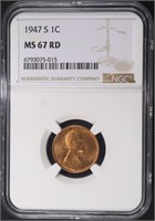 1947-S LINCOLN CENT NGC MS67 RD