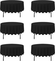 6pk Black Round Tablecloths 70"