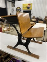 Antique Wooden & Cast Iron School Desk