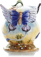FORLONG Ceramic Large Purple Butterfly Sealed Jar