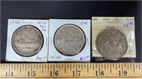 Two 1946 & 1947 Canada Silver One Dollar Coins