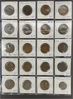 Page of 1902 to 1920 large Canada Pennies