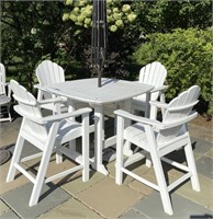 5 PC POLY TABLE & CHAIRS ~ BAR HEIGHT