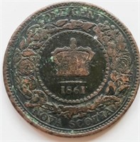 Nova Scotia 1861 Victoria ONE CENT coin