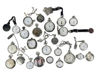 (23) Assorted Silver Tone Pocket Watches