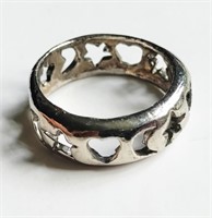 Vintage ring 22mm OD with stars, moons and hearts