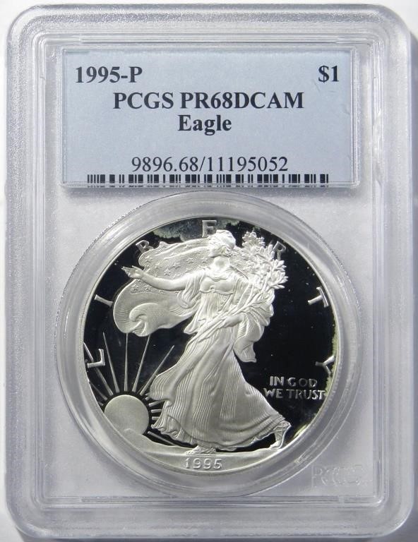 1995-P SILVER EAGLE PCGS PR-68 DCAM