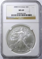 2008-W AMERICAN SILVER EAGLE NGC MS-69