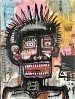 JEAN MICHEL BASQUIAT ABSTRACT OIL ON CANVAS XL