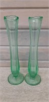 Uranium Glass Matching Vases