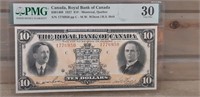 1927 Royal Bank of Canada 10.00 bill graded 30 VF