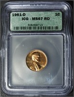 1961-D LINCOLN CENT ICG MS-67 RD