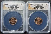 2008 P&D LINCOLN CENTS ANACS MS-67