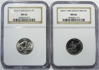 2005 P&D SMS NICKELS NGC MS-66