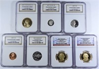 (7) 2007-S PROOF COINS NGC PF-69 UC