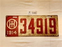 License Plate Ohio 1914