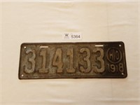 License Plate Ohio 1918
