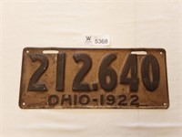 License Plate Ohio 1922