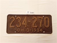 License Plate Ohio 1934