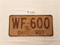 License Plate Ohio 1937