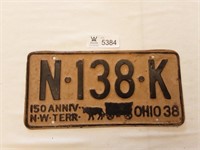 License Plate Ohio 1938