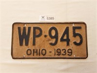 License Plate Ohio 1939