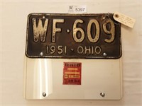 License Plate Ohio 1951 and 1952 Sticker