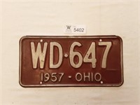 License Plate Ohio 1957