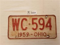 License Plate Ohio 1959
