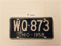 License Plate Ohio 1958
