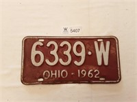 License Plate Ohio 1962