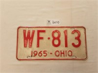 License Plate Ohio 1965