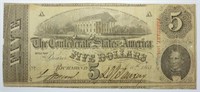1863 $5 CONFEDERATE STATES NOTE