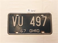 License Plate Ohio 1967