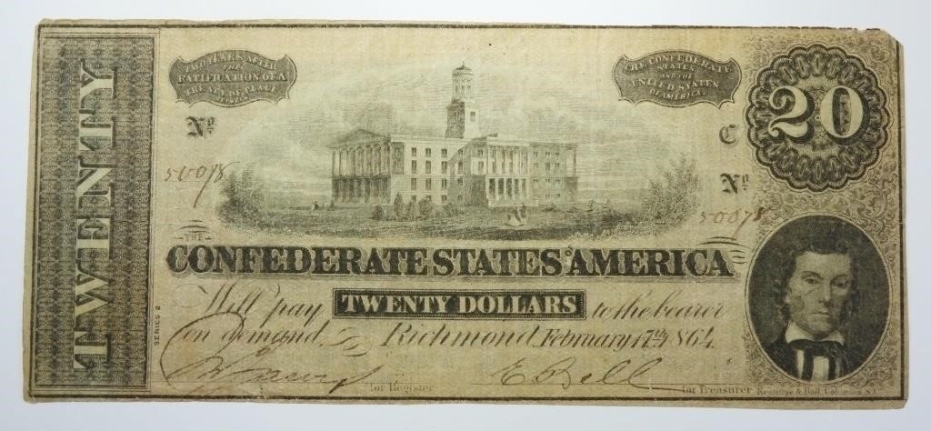 1864 $20 CONFEDERATE STATES NOTE