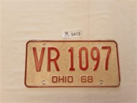 License Plate Ohio 1968