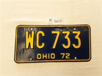 License Plate Ohio 1972