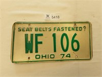 License Plate Ohio 1973