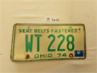 License Plate Ohio 1974