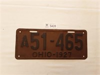 License Plate Ohio 1927