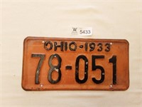 License Plate Ohio 1933