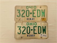 License Plates Ohio Pair 80's