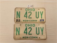 License Plates Ohio Pair 80's