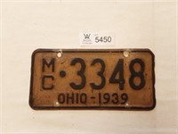 Motorcycle Plate Ohio 1939