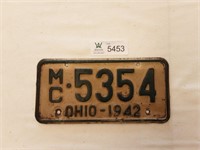 Motorcycle Plate Ohio 1942