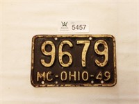 Motorcycle Plate Ohio 1949