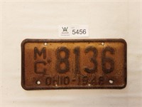 Motorcycle Plate Ohio 1948