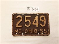 Motorcycle Plate Ohio 1955