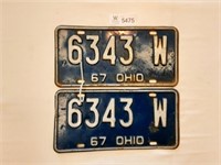 License Plates Ohio Pair 1967